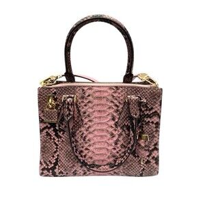 RARE 2015 Michael Kors Collection Pink Python Casey Satchel Designer Bag / Tote